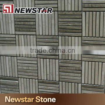 Grey Wooden Marble Mosaic Wall