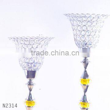 European Style Luury Electroplating Decoration Home Furnishing Iron Plated Crystal Glass Candle Holders for Home Decor photo-3