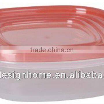 RED LID 0.67L SQUARE PP PLASTIC FOOD CONTAINER