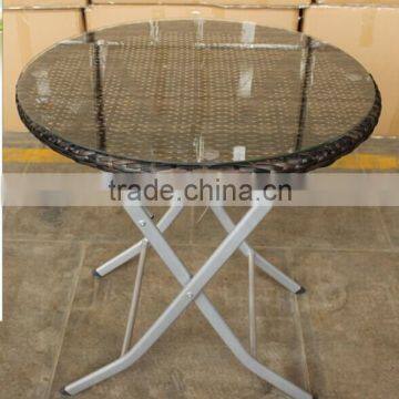 2015 Basic Style Cheap Rattan Outdoor Dining Set Round Table and Fold up Chairs photo-3