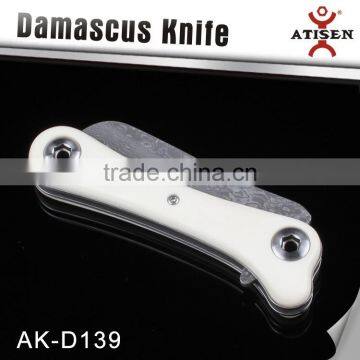 Damascus Folding Knife Antler Handle Knife for Outdoor Survival photo-2