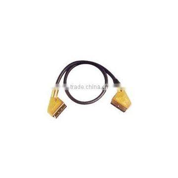 GOLD METAL SCART PLUG TO PLUG STANDARD CABLE Scart cable