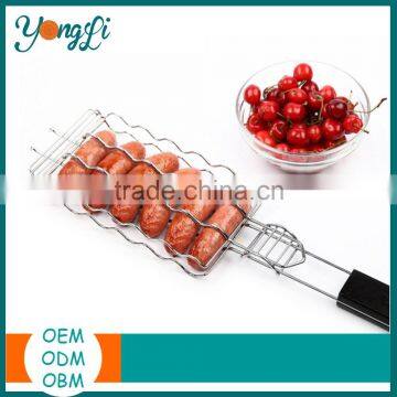 Metal Mesh Baskets Sausage Nonstick Grilling Basket Hot Dog Grill Rack BBQ Barbecue Tool