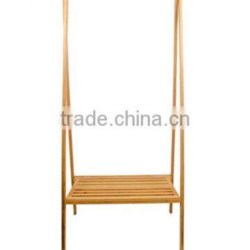 Bamboo hanging clothes rack w shoe stand rack