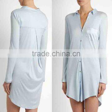 Ladies Sleep Shirt Pajamas with Long Sleeve Plain Dyed Wholesale Custom Made Women Fashion Wholesale Sleepwear