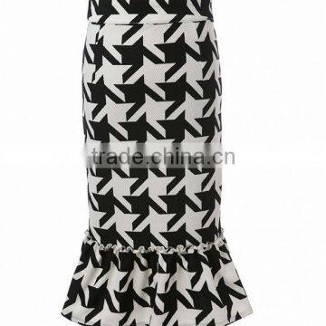 houndstooth pattern wrap skirt