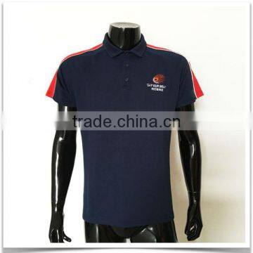 Custom made golf polo shirt with reflective piping with high quality made in china