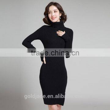 Clothing Factory 2016 Winter Latest Pullover Long Knitted Dress Sweater Designs for Women photo-5