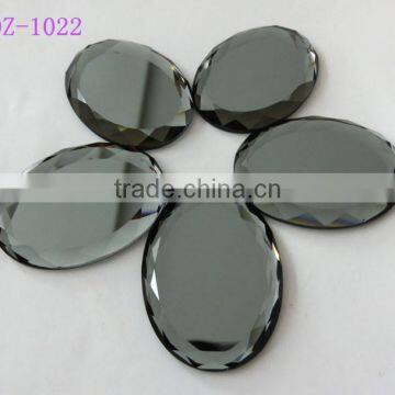 silver grey shining oval crystal loose beads flat back mirror stones for jewelry making;pendant