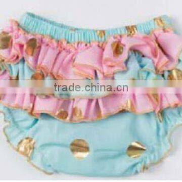 Chinese Product and Low Price Wholesale Gold Polka Dot Ruffle Baby Bloomer for 6months to 4years Baby Kids photo-6