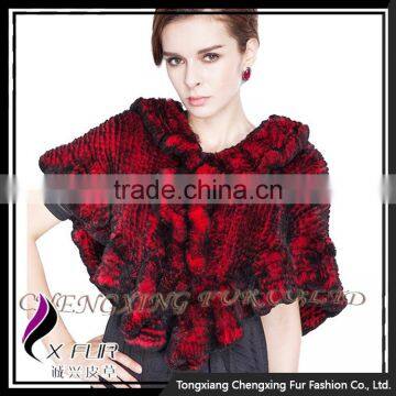 CX-B-128A China Supplier Knitted Rabbit Fur Women's Shawl/ Poncho photo-6