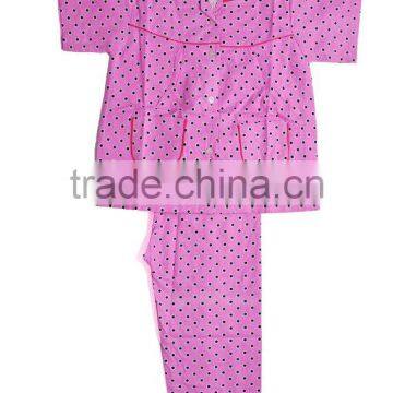 2017 Custom Made Pajamas Black Polka Dots Girls Pajamas Set