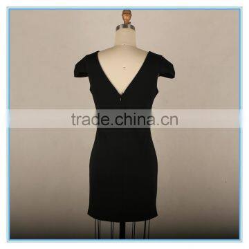 Elegant Ladies Bodycon Dress 2016 Open Back V Neck Midi Dress photo-3
