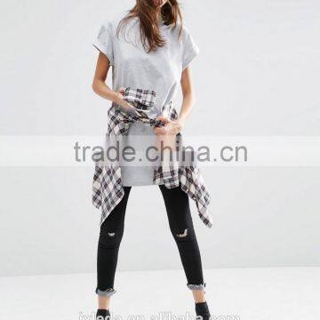 Manufactory Custom Logo Print Longline Short Sleeve Women T Shirt photo-2
