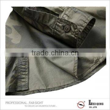 Cotton Fashion Olive Green Military Style Long Sleeve Shirt photo-5