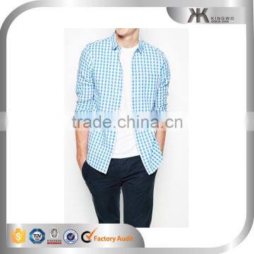 designer small checked shirts blue and white check shirts for men