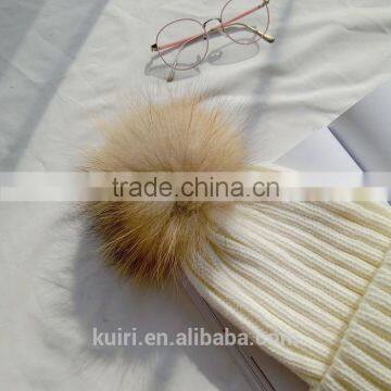 15 Colors Big Real Fur Poms Fashion Classic Tight Knitted Fur Ball Pom Poms Knitted Hat Women Cap Winter Beanie Fox Fur Balls photo-3