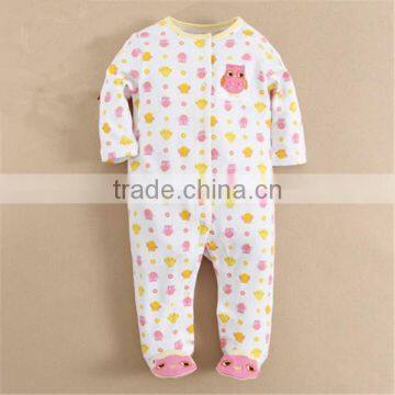 2016 custom flower printed long sleebe baby girl clothed romper from Guangzhou