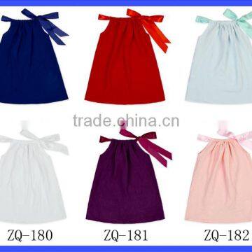 Summer Breathable Children Clothes Plain Navy Sleeveless Fancy Newborn Baby Girl Pillowcase Type Dress photo-6