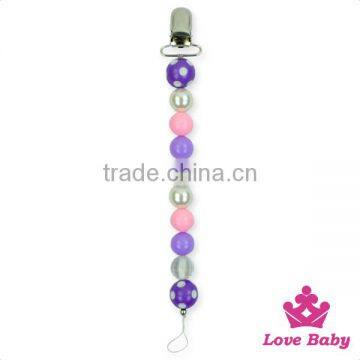 8NZ441-2 Lovebaby Wholesale Colorful Plastic Candy Chunky Ball Colorful Bling Pearl Pacifier Clip photo-2