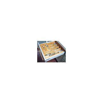 Cutlery Insert In Wood Set, Mod. 50cm w / wooden upper vert. part. Cutlery . Tray + Ladle Unit