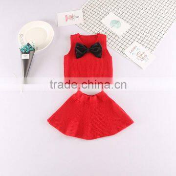 B21666A Korean Hot selling kids clothing sets Little Girls sweater vests dress suits