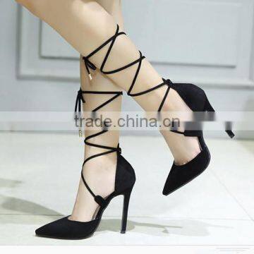 B22413A Classic ankle lace-up high heels stylish dinner dress shoes Stiletto heels