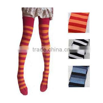 Newest Cotton Women Knit Over Knee Color Stripes Thigh High Fashion Christmas Stocking