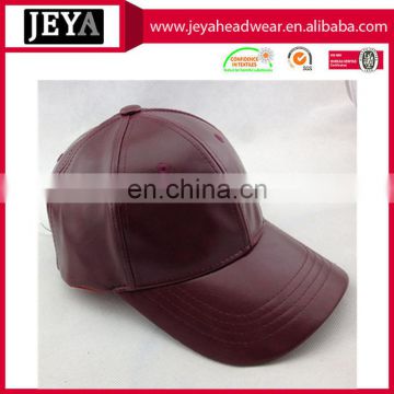 6 panel blank baseball cap leather strap back hat