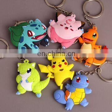 hot sell good quality 3d double side embossed pvc pokemon shaped keychain