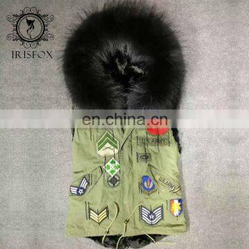 USA Super Big Fur Collar, Fashion Green Waistcoat Women Real Fur Vest for Men photo-2