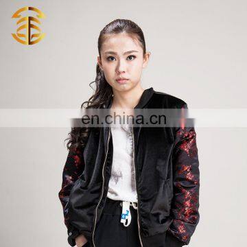 Factory Wholesale Custom Satin Velvet Women Casual Bomber Jacket