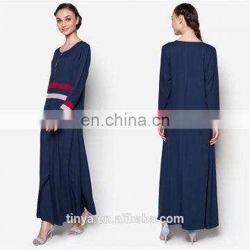 2017 High quality fashion zipper design100% Polyester jubah muslim dress