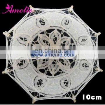 A0154-10cm White Color Wholesale Battenburg Lace Parasol Kis Umbrella