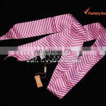 fashion Polyester satin pink stripes printted waist belt