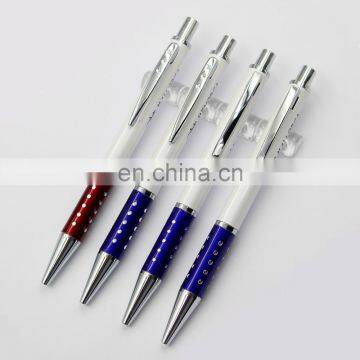 silver click plunge action Free Sample Custom Logo Metal Promotional ballpoint pen