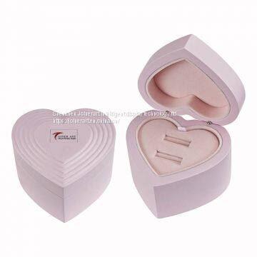 New Fashion Pink Heart-shaped Wooded Jewelry Box for 2 Rings
