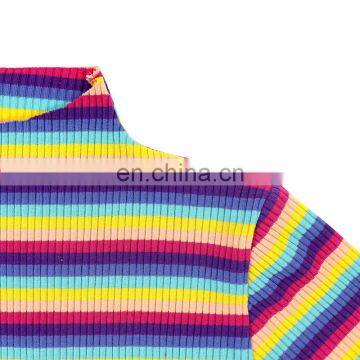 2019 Wholesale Fashionable Boutique Shirt Newest Serape Design T Shirt Girl Comfortable Ribbed Strip Toddler Shirt photo-6
