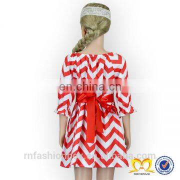 2019 Valentine Day Red and White Chevron Dress Baby Pakistani Baby Cotton Dress Wholesale Children's Boutique Clothing photo-3