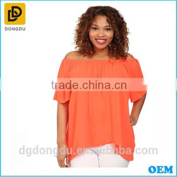 Plus Size Short Sleeve Off the Shoulder High-Low Hem Blouse