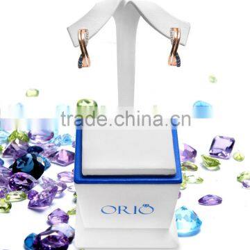 14K Rose Gold Earring With Diamonds and Sapphires photo-3