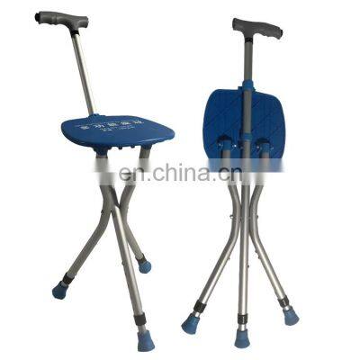 Multifunctional adjustable outdoor aluminum foldable seats walking stick crutches for adults