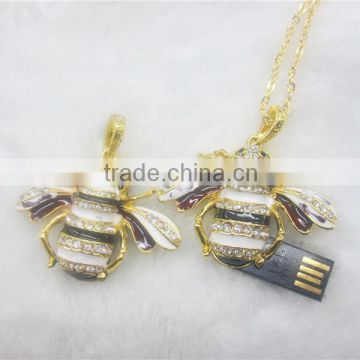 jewelry crystal honeybee usb, antivirus crystal bee usb flash drive, usb bee shape pen drive