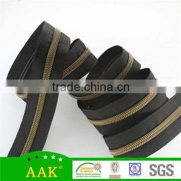 Nylon Zipper Gold Teeth Long Chain Gold Nylon Zipper Rolls photo-2
