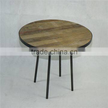 round coffee Table ,metal frame Side Table,old elm Top Cafe Table,small coffee table