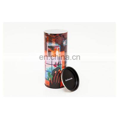 Custom Socks T-shirt Underwear Packaging Round Paper Can with Tin Bottom and Tin Plug Bio-friendly Clothing Packaging