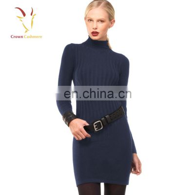 Winter Tight Wool Sweater Dress Turtle Neck for Women