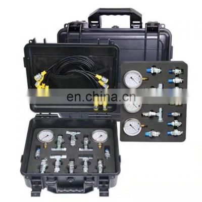 Hot sell excavator Universal instrument Hydraulic pressure tool box set / tester Measurement kit with 3 4 and 5 pressure gauge