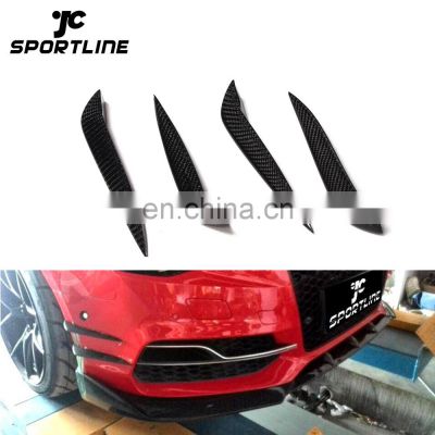 4pcs/set Carbon Fiber S3 Front Bumper Fins For Audi A3 8V S3 Sedan 4door 14-15