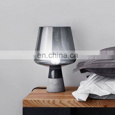 Nordic Gray Glass Table Lamp Cement Modern Creative Bedroom Table Lamp photo-3